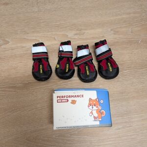 Red & Black Dog Boots with Reflective Strap